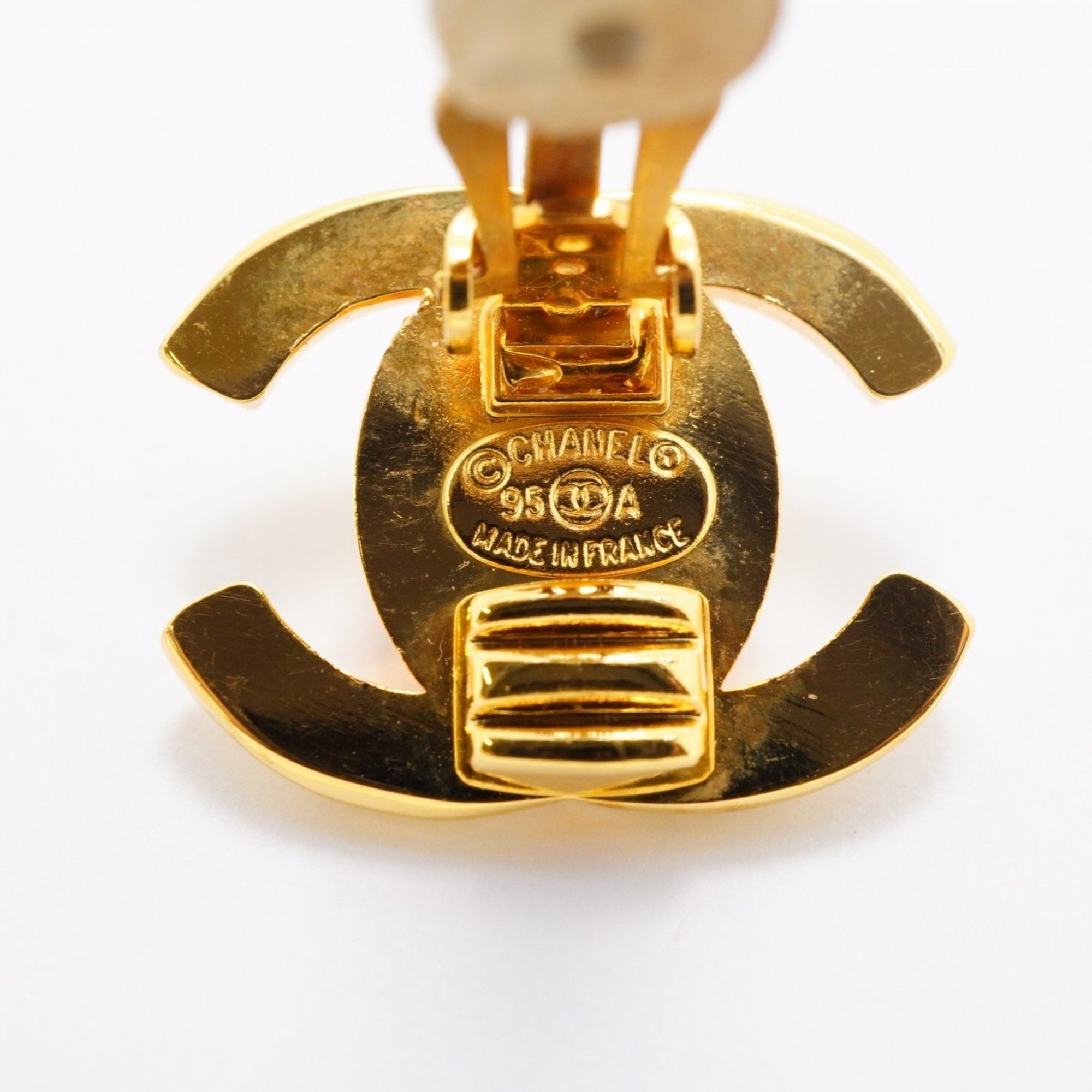 Chanel earrings turn lock GP plated gold ladies