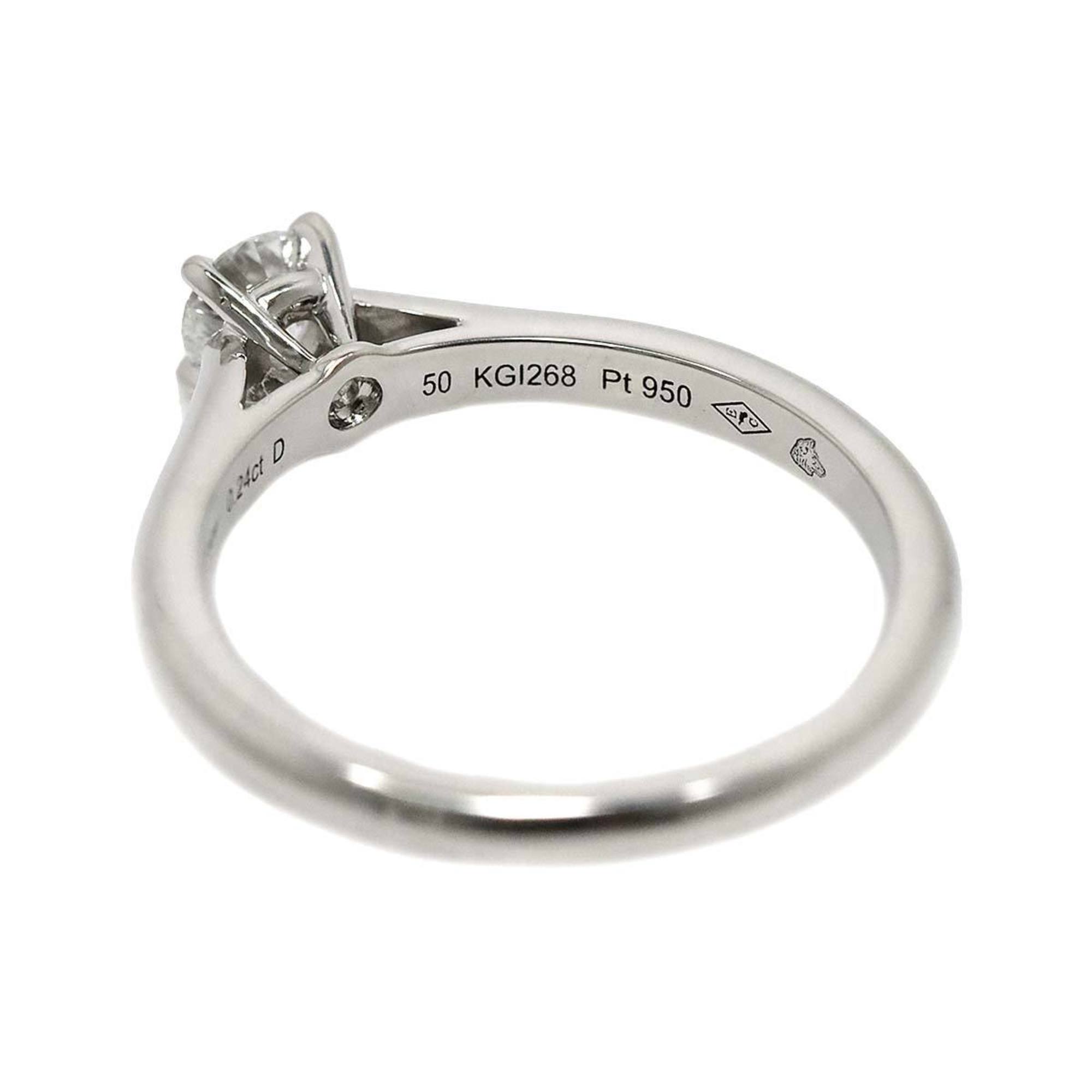 Cartier Solitaire Diamond 0.24ct D/VVS1/3EX #50 Ring Pt Platinum