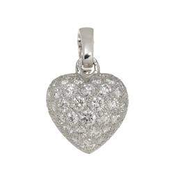 Cartier Heart Pave Diamond Pendant Top K18WG White Gold 750 Charm