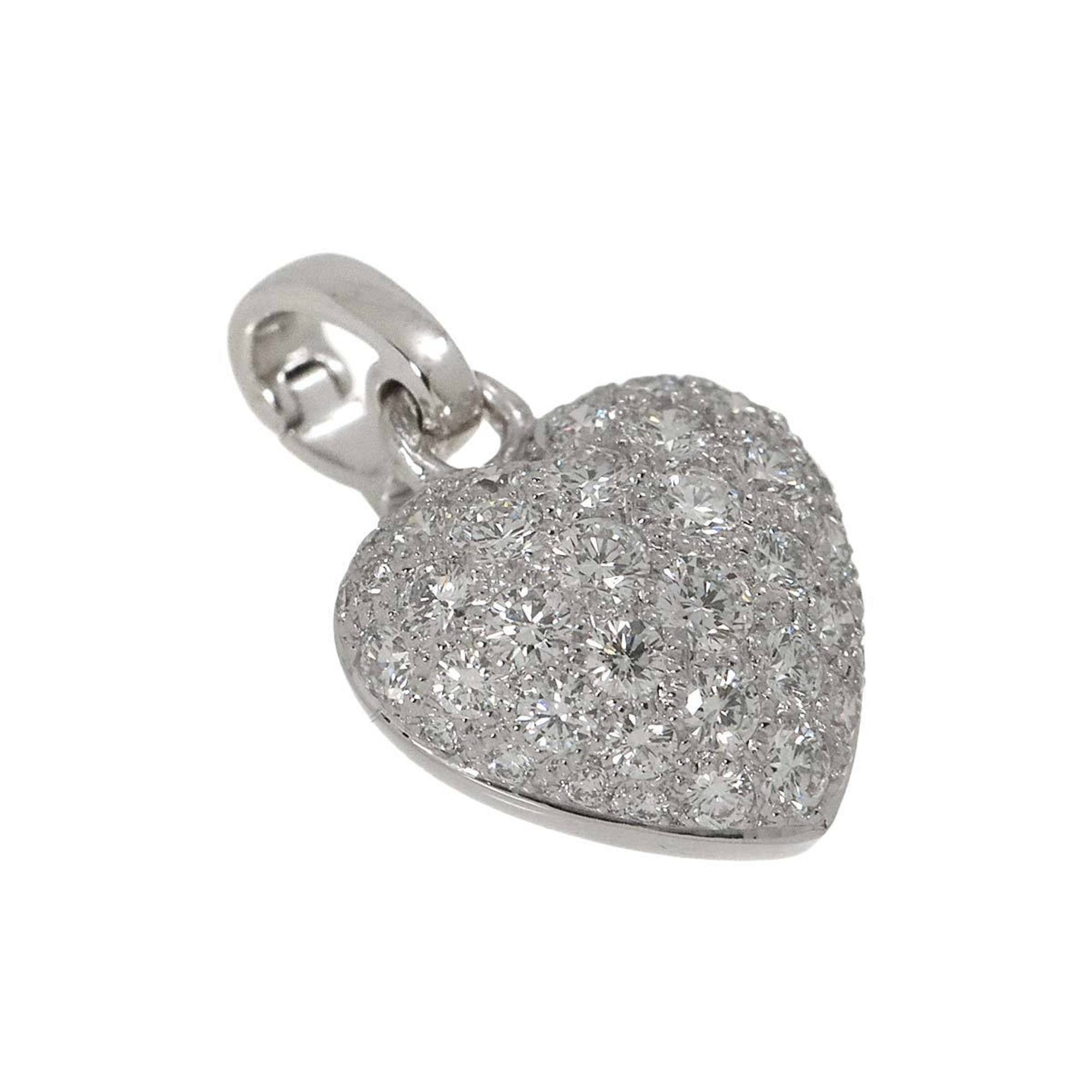 Cartier Heart Pave Diamond Pendant Top K18WG White Gold 750 Charm