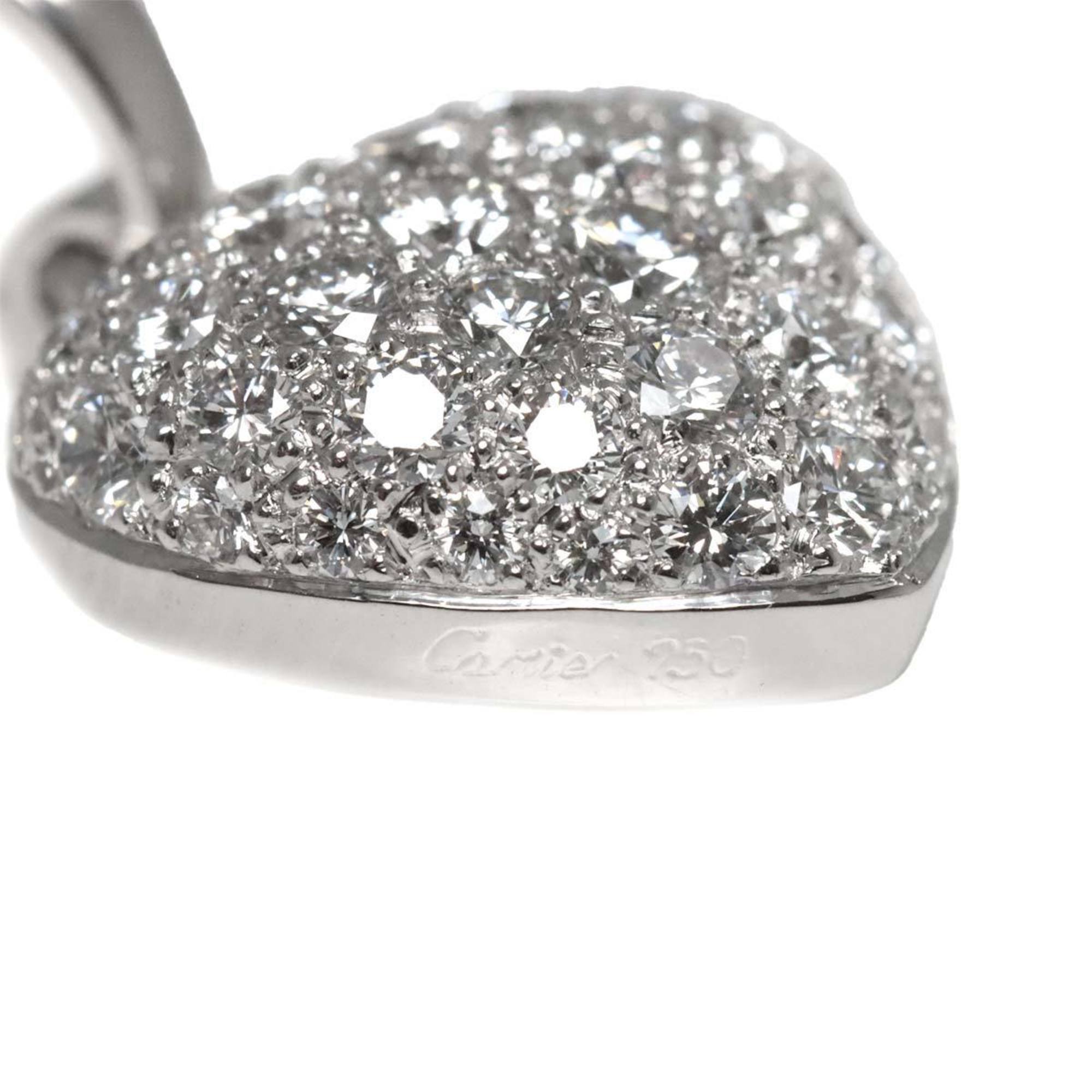 Cartier Heart Pave Diamond Pendant Top K18WG White Gold 750 Charm