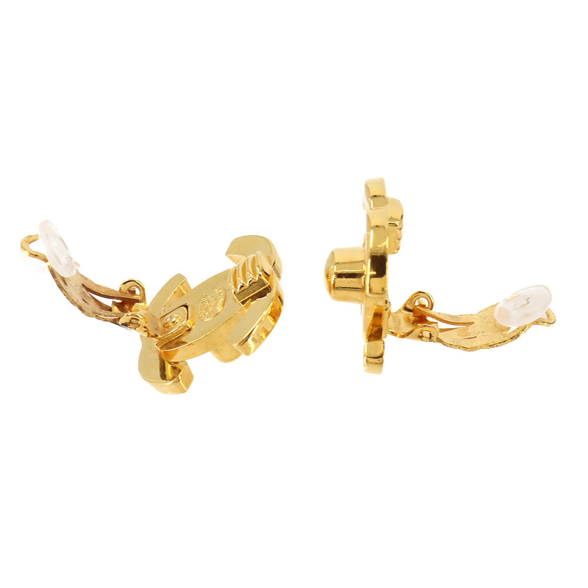 CHANEL Coco Mark Turnlock Earrings Gold 96P