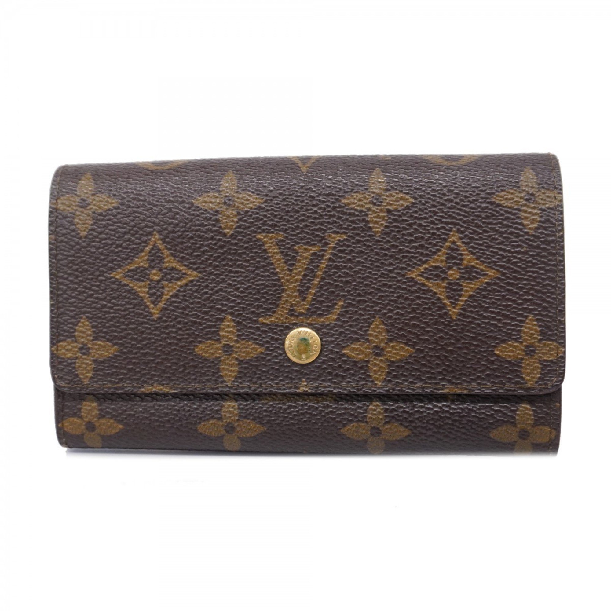 Louis Vuitton Wallet Monogram Porto Monaco Zip M61735 Brown Men's Women's