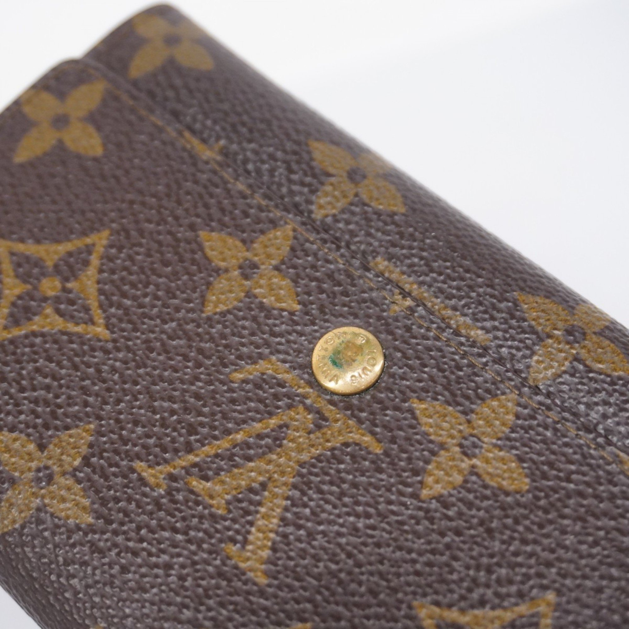 Louis Vuitton Wallet Monogram Porto Monaco Zip M61735 Brown Men's Women's