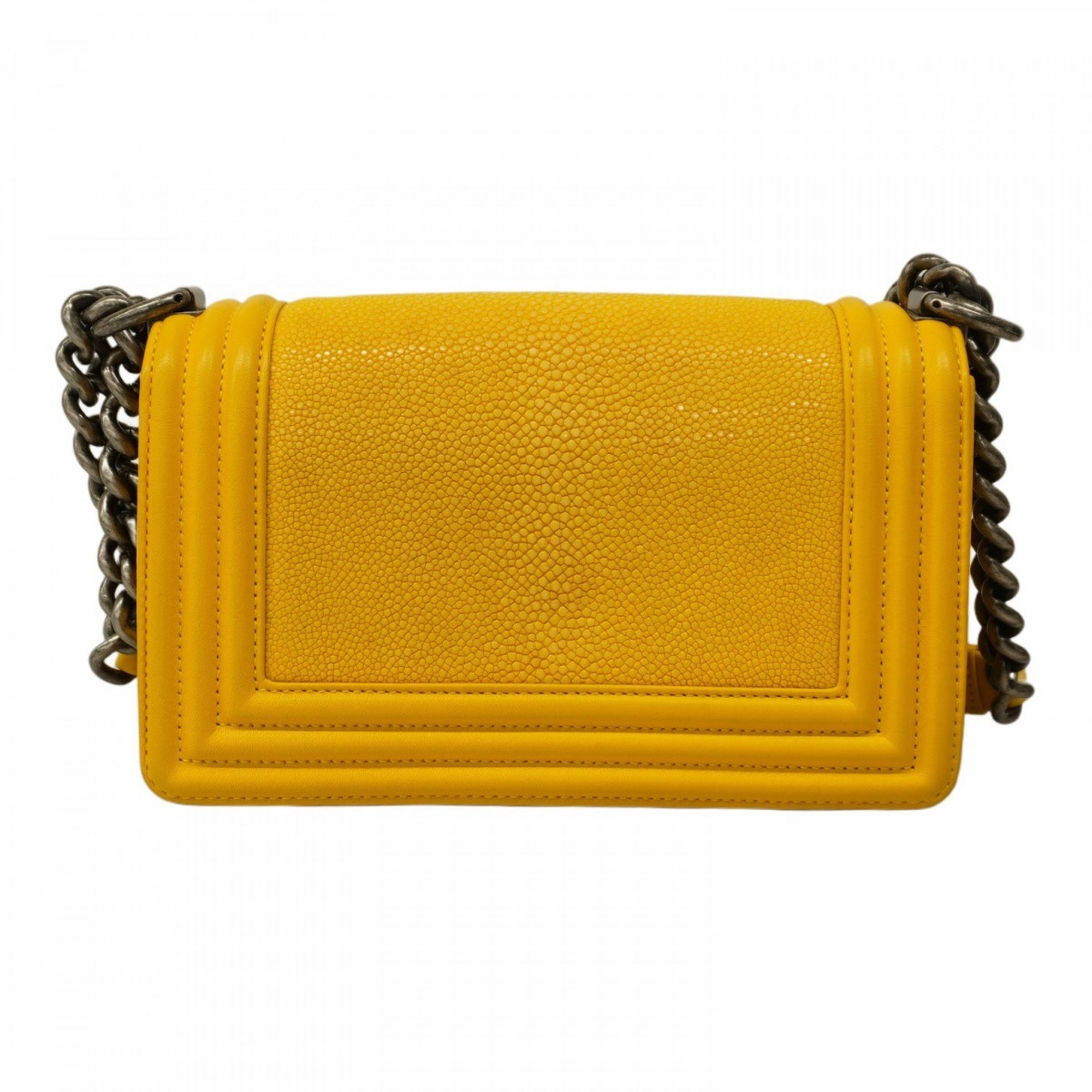 Chanel Shoulder Bag Boy Leather Galuchat Yellow Women's