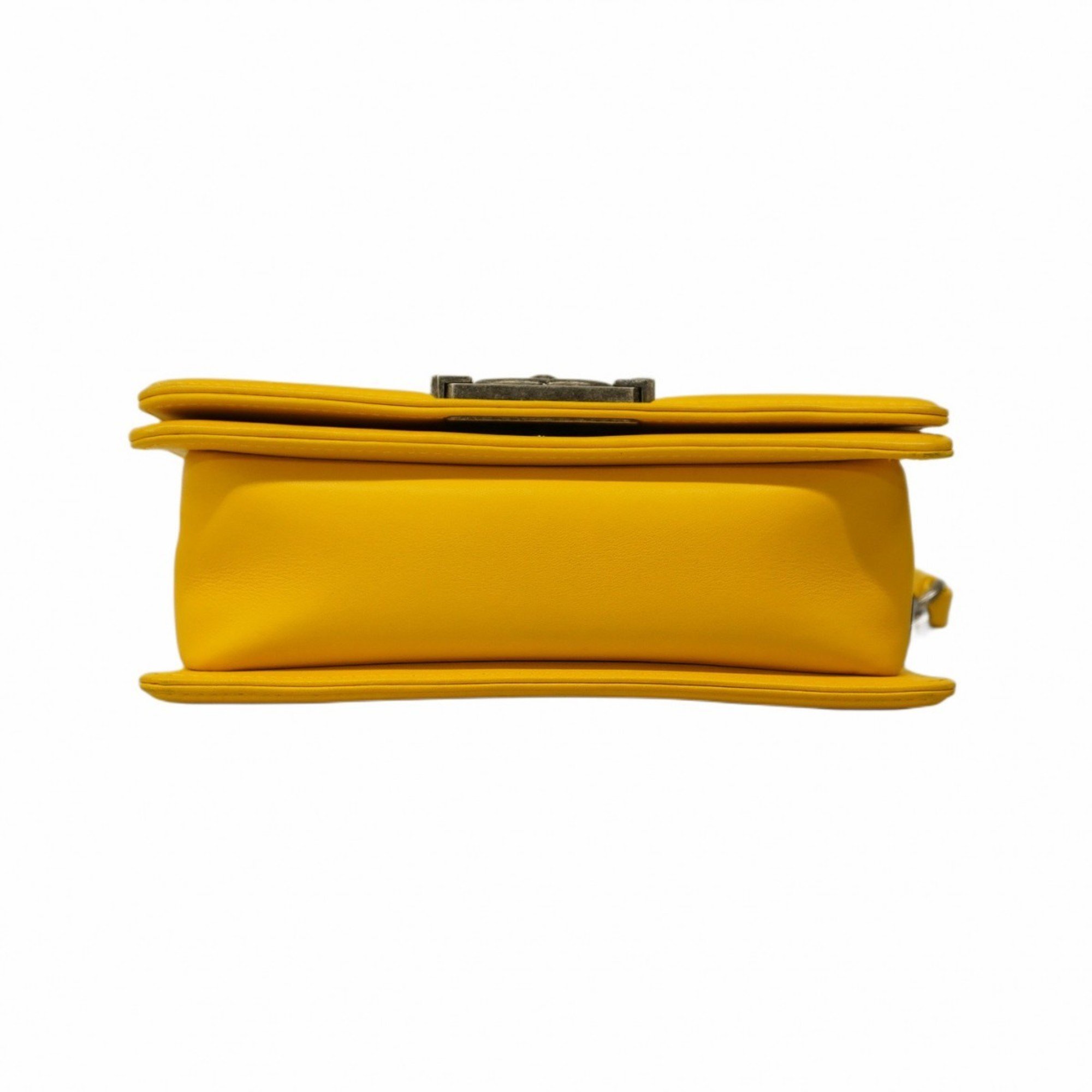 Chanel Shoulder Bag Boy Leather Galuchat Yellow Women's