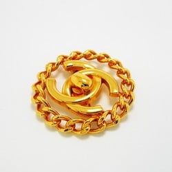 Chanel Brooch Turnlock Circle GP Plated Gold Ladies