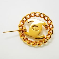 Chanel Brooch Turnlock Circle GP Plated Gold Ladies