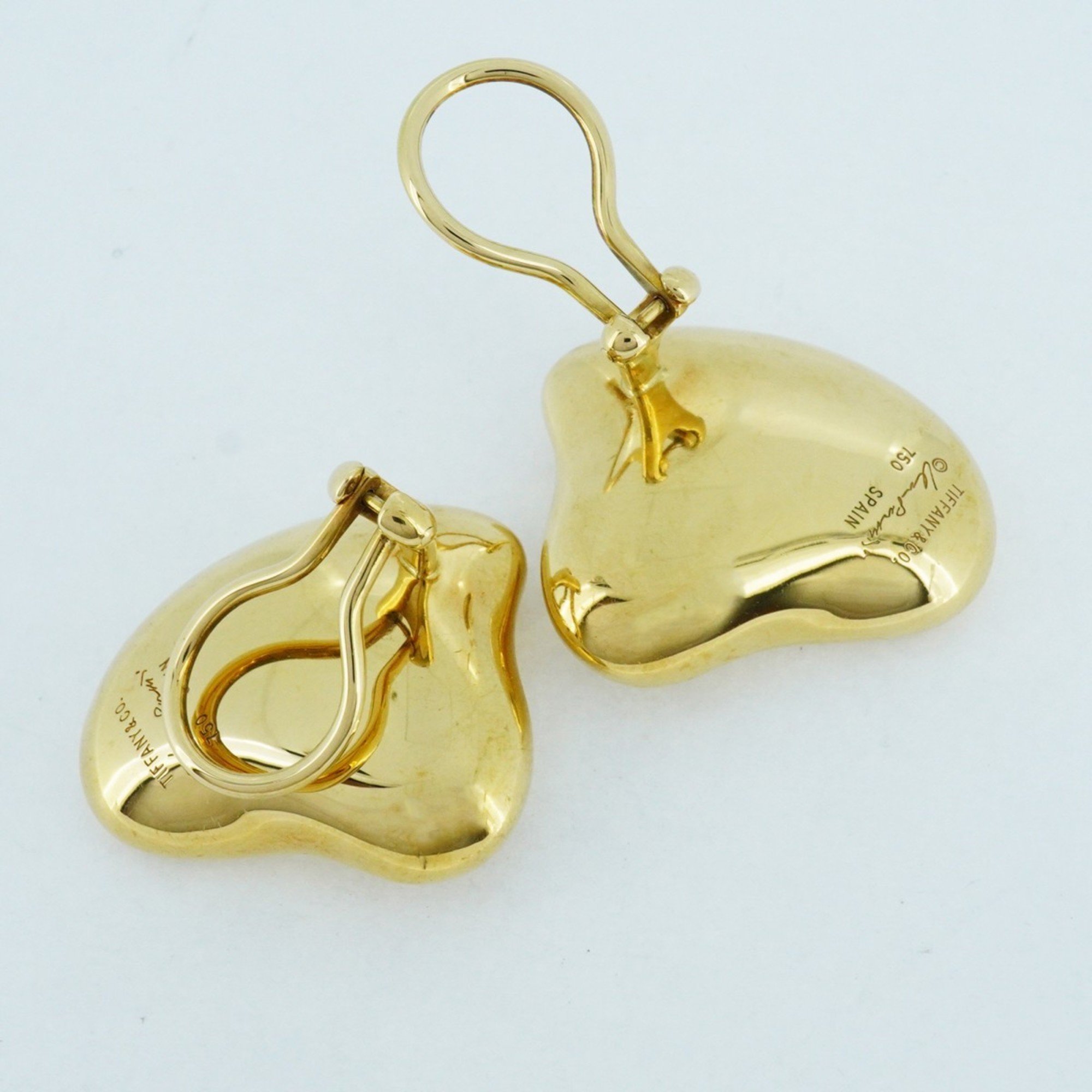 Tiffany Earrings Full Heart K18YG Yellow Gold Ladies