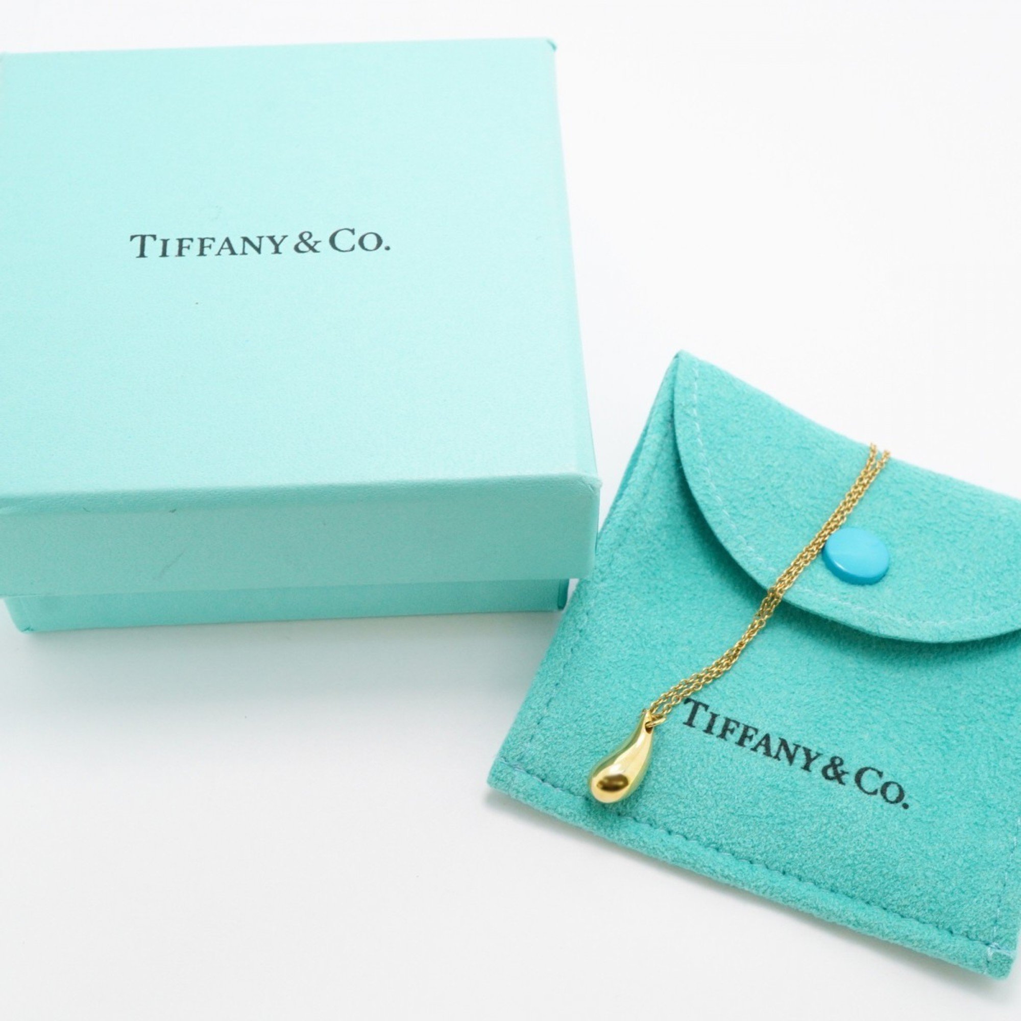 Tiffany Necklace Teardrop K18YG Yellow Gold Ladies