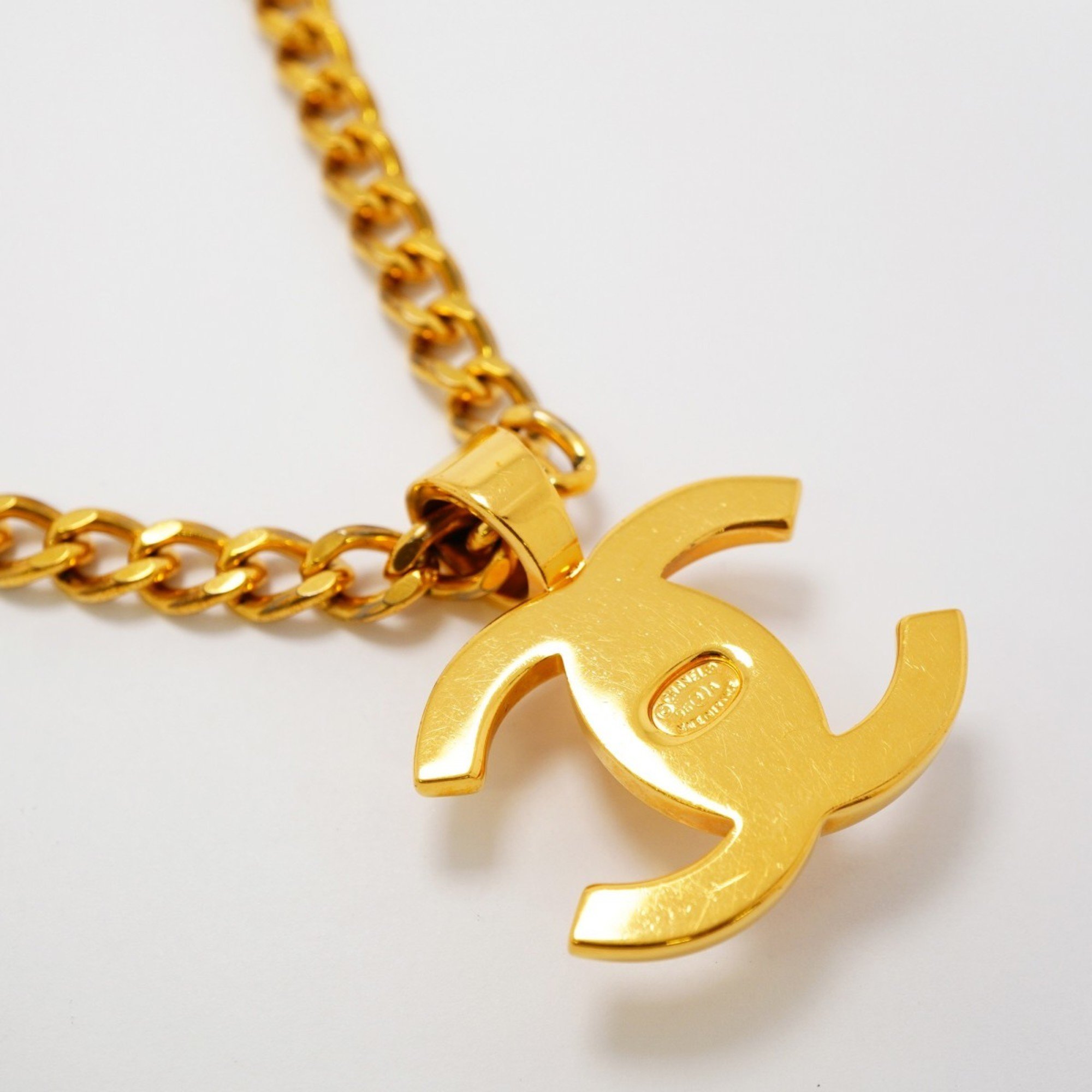 Chanel Necklace Turn Lock GP Plated Gold Ladies