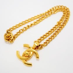 Chanel Necklace Turn Lock GP Plated Gold Ladies