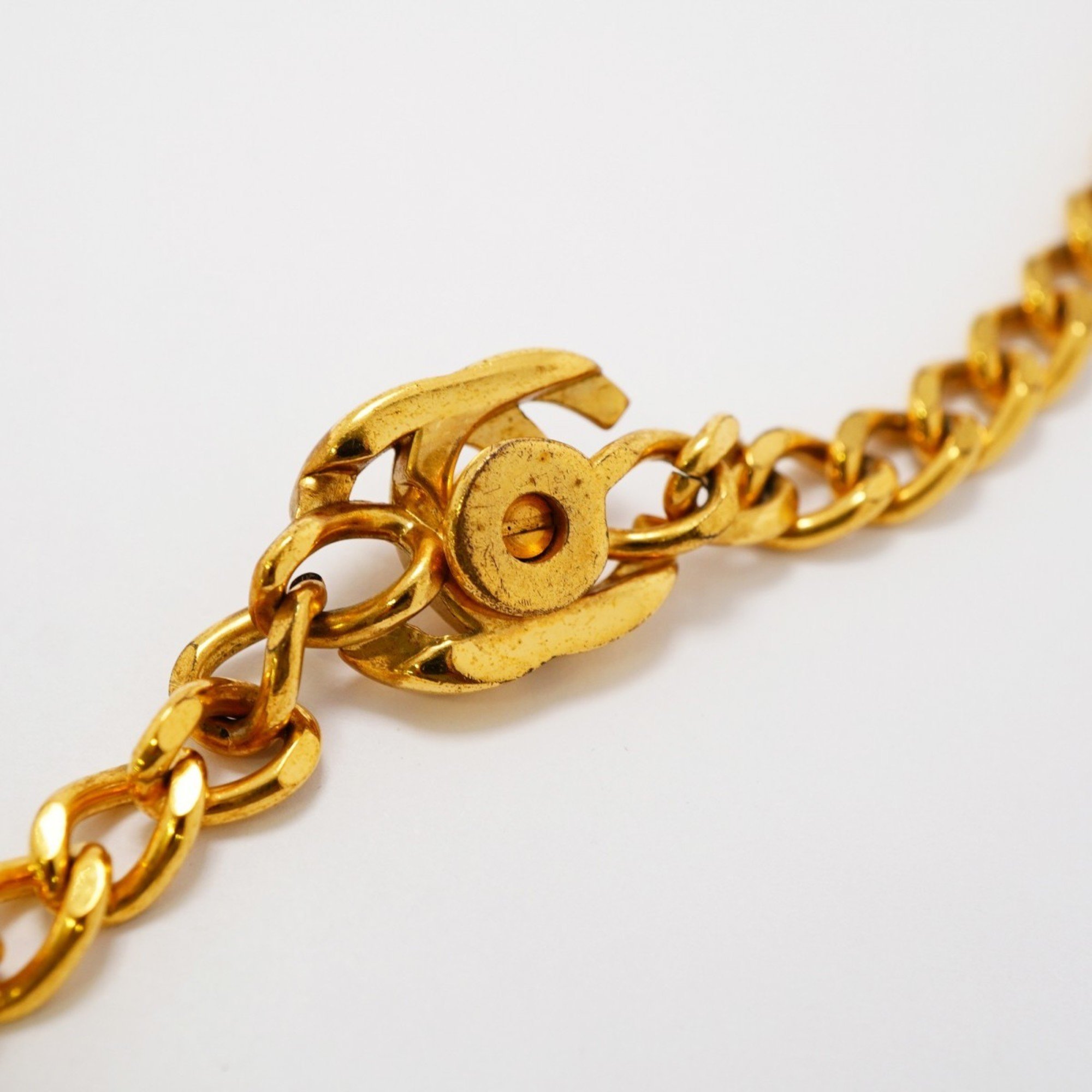 Chanel Necklace Turn Lock GP Plated Gold Ladies