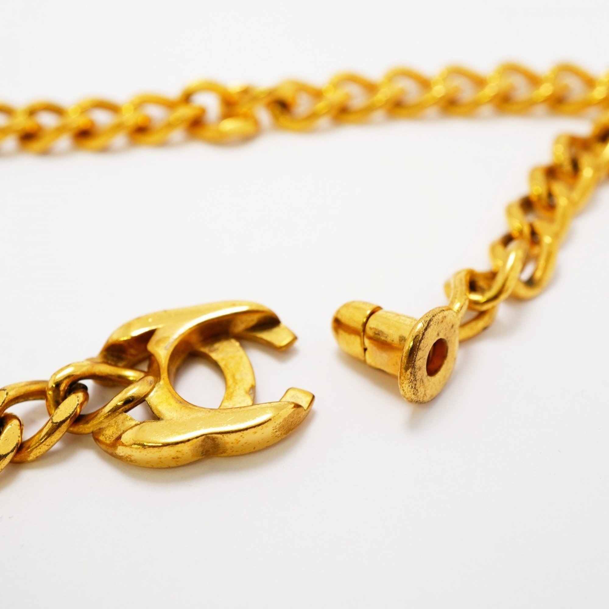 Chanel Necklace Turn Lock GP Plated Gold Ladies