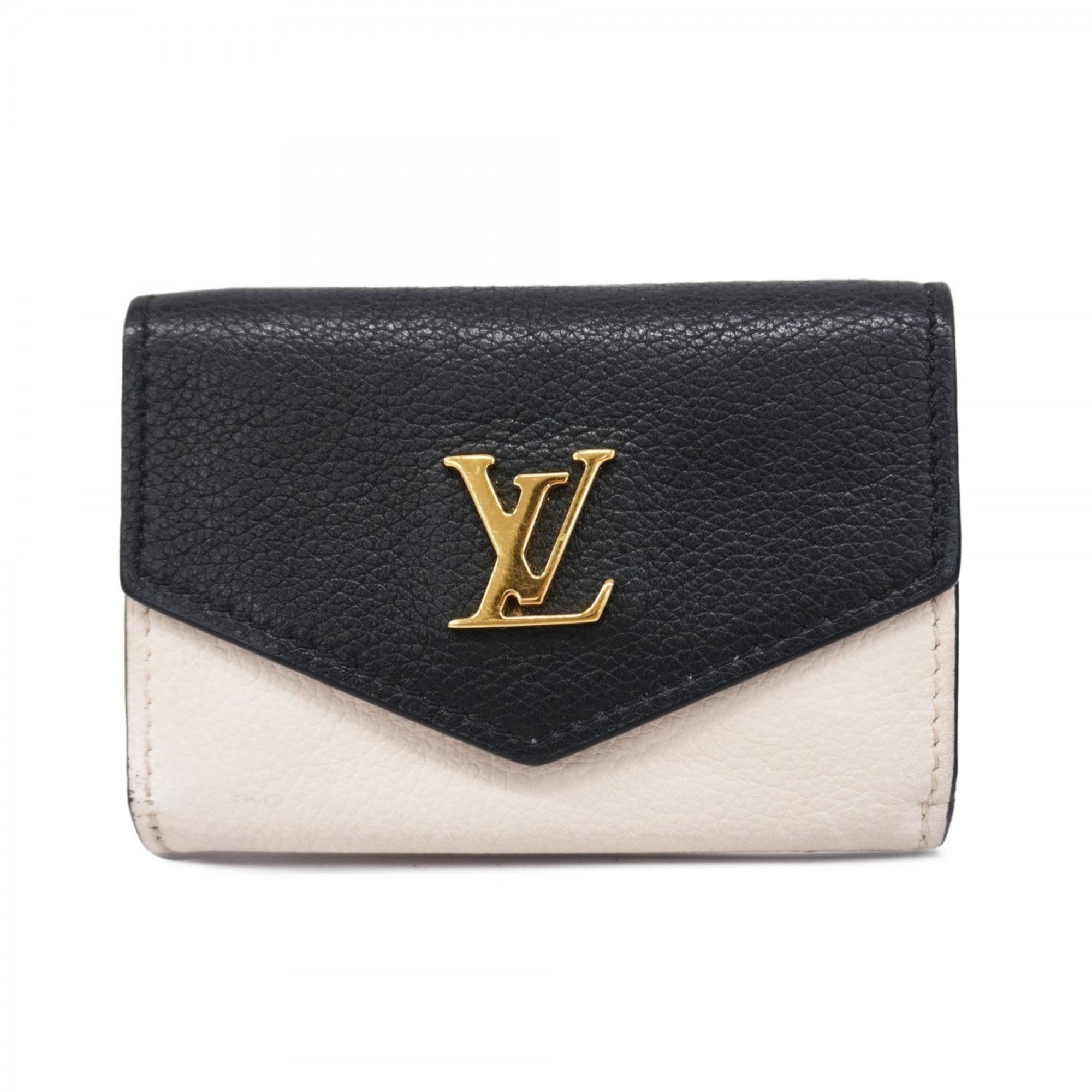 Louis Vuitton Tri-fold Wallet Portefeuille Lock M80984 White Black Pink Ladies