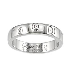 Cartier Ring SM #51 Happy Birthday K18 WG White Gold 750 Logo