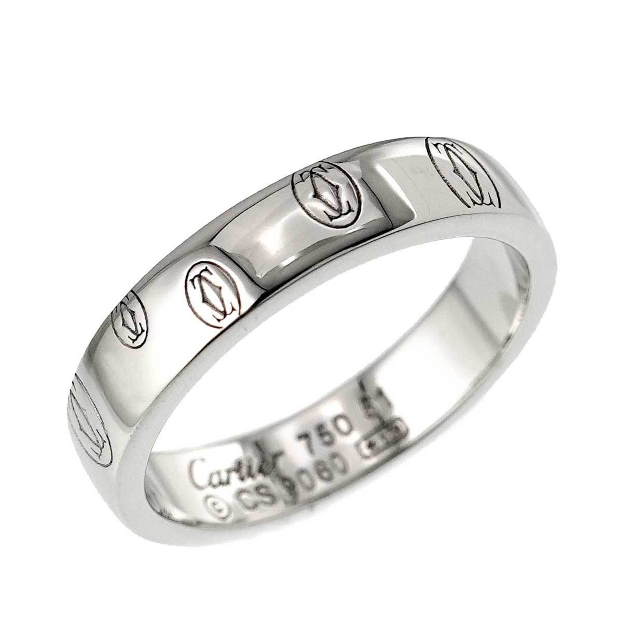 Cartier Ring SM #51 Happy Birthday K18 WG White Gold 750 Logo