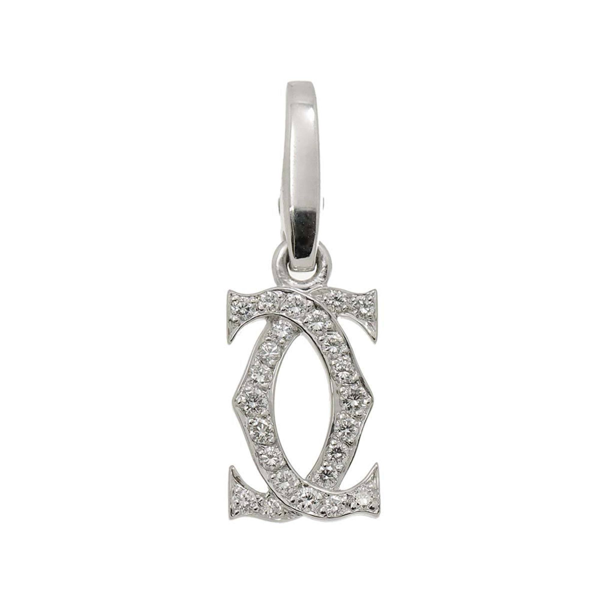 Cartier 2C Diamond Pendant Top K18WG White Gold 750 Charm