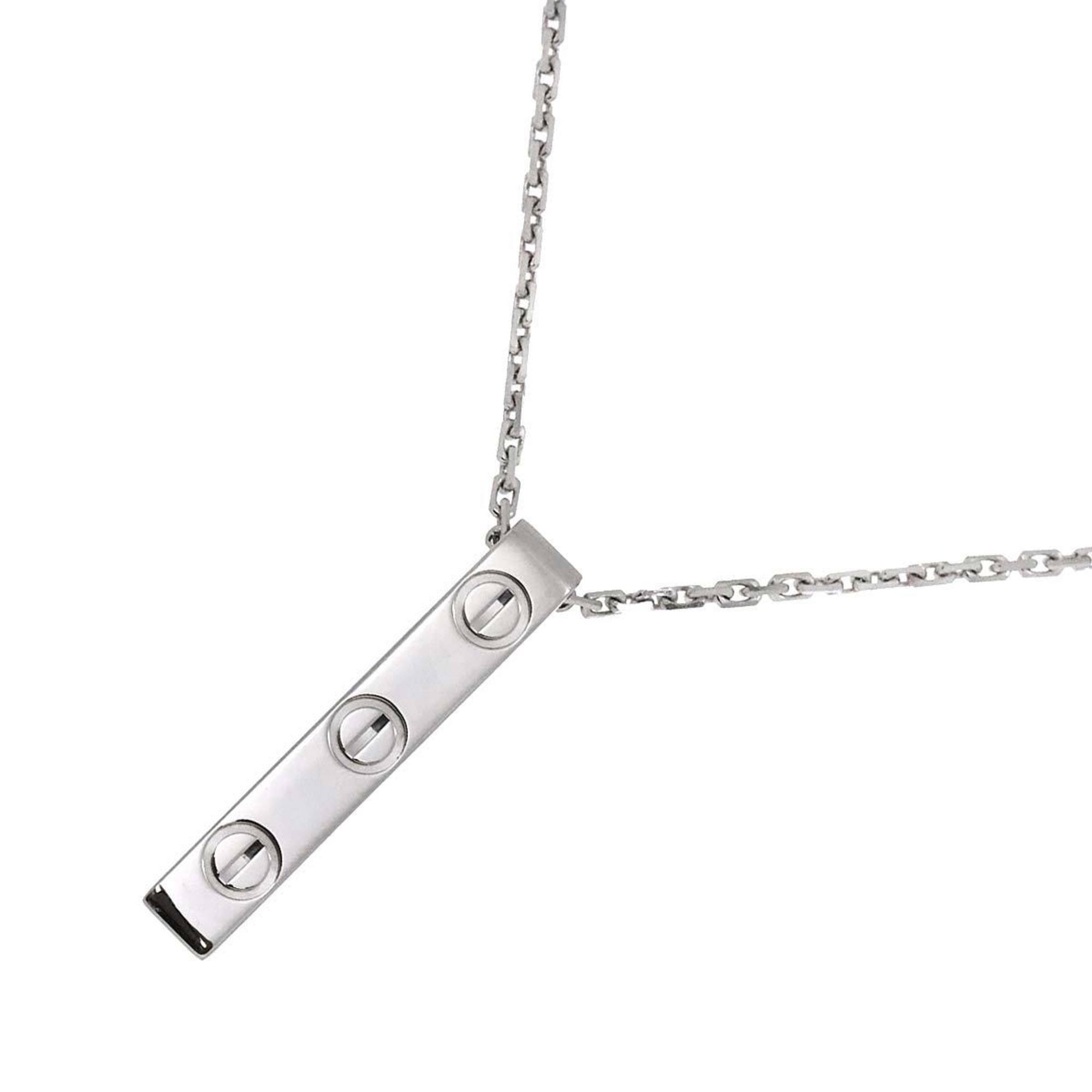 Cartier Love Plate Necklace 42cm K18 WG White Gold 750