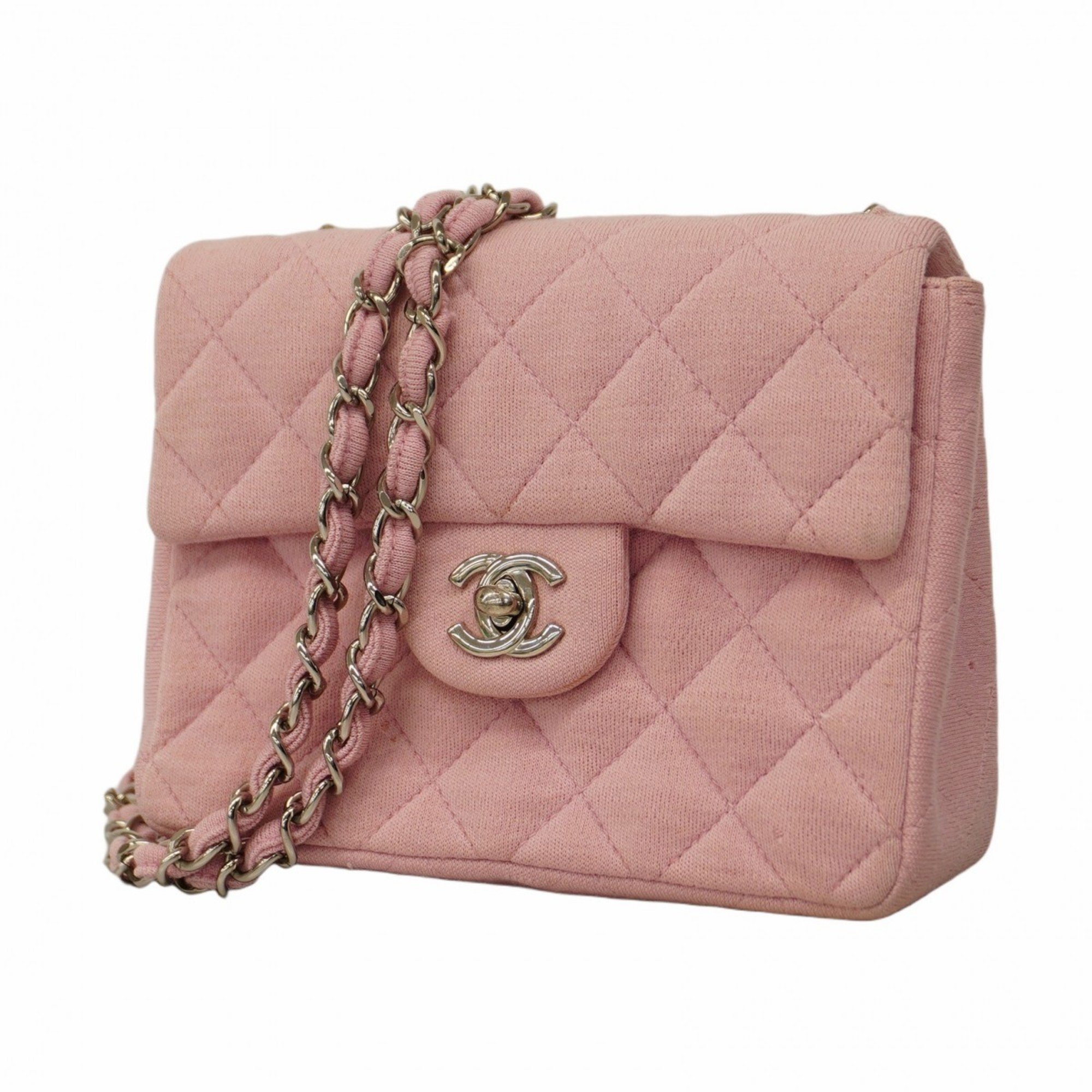 Chanel Shoulder Bag Matelasse Chain Cotton Pink Women's