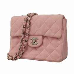 Chanel Shoulder Bag Matelasse Chain Cotton Pink Women's