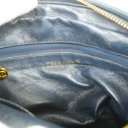 Chanel Shoulder Bag with Chain Lambskin Navy Women's