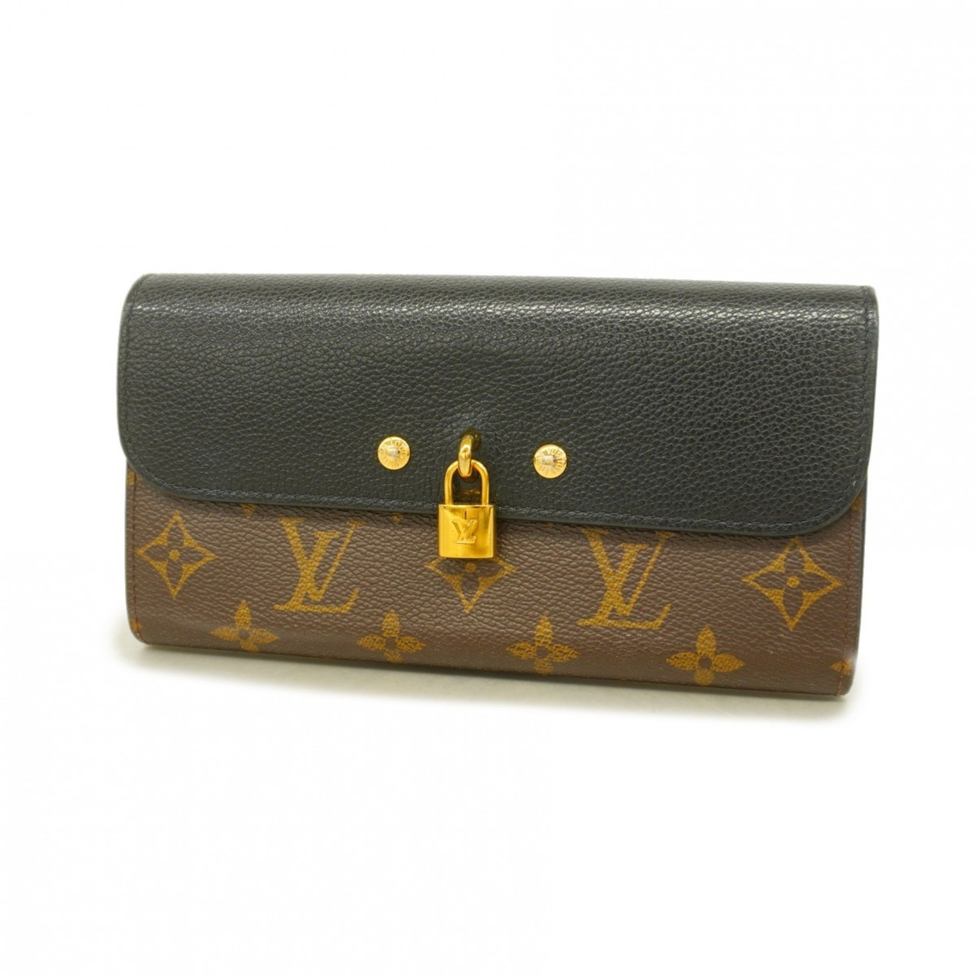 Louis Vuitton Long Wallet Monogram Portefeuille Venus M61835 Brown Noir Ladies