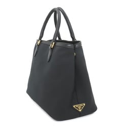 PRADA Jacquard 2-way Tote Shoulder Bag Canvas Leather Black 1BA579 Logo