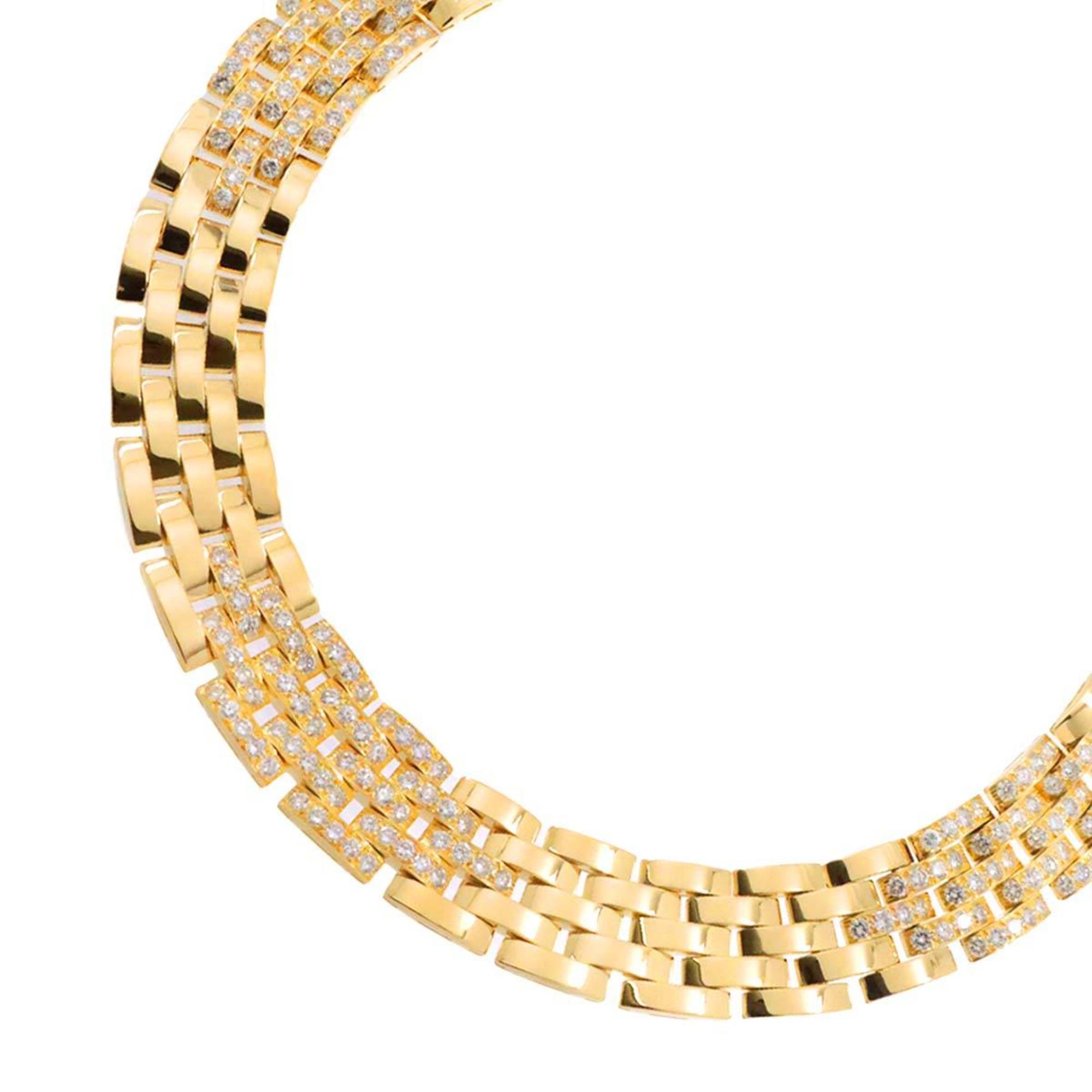 Cartier Maillon Panthere 5-row Diamond Necklace 40cm K18 YG Yellow Gold 750