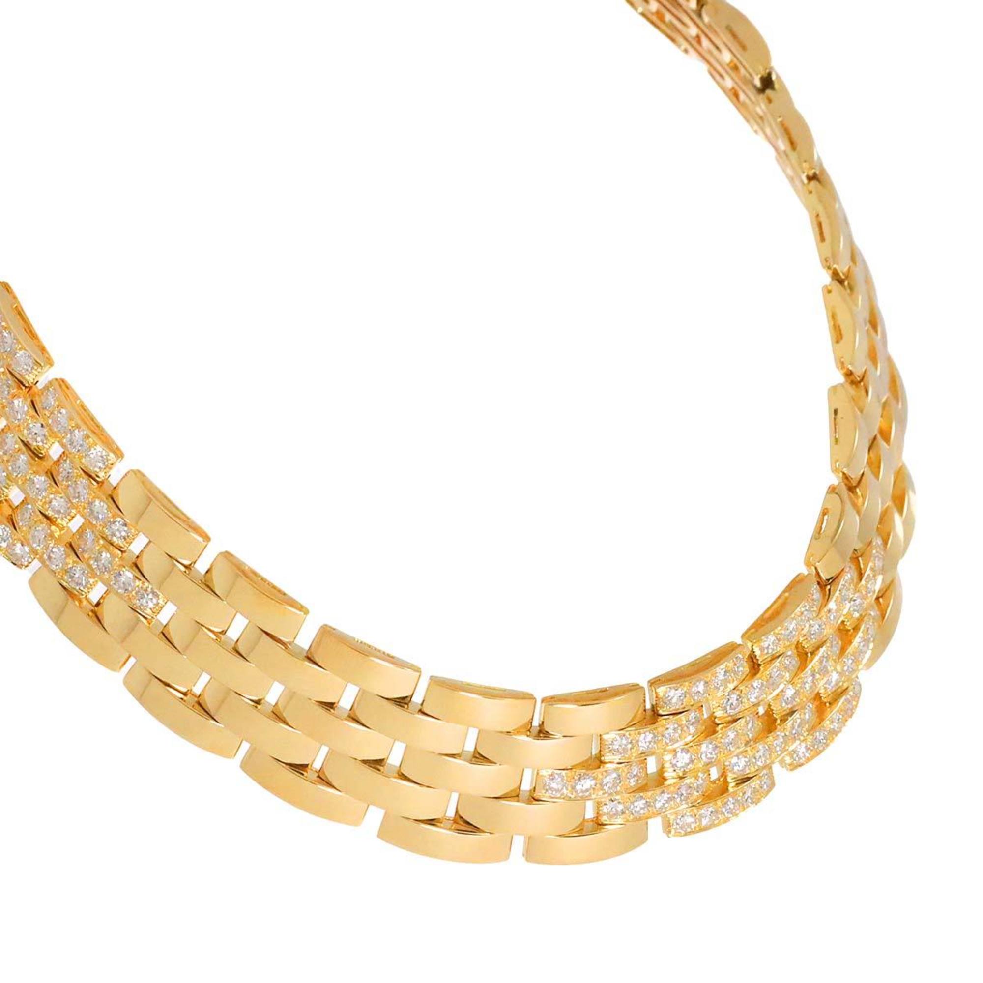 Cartier Maillon Panthere 5-row Diamond Necklace 40cm K18 YG Yellow Gold 750