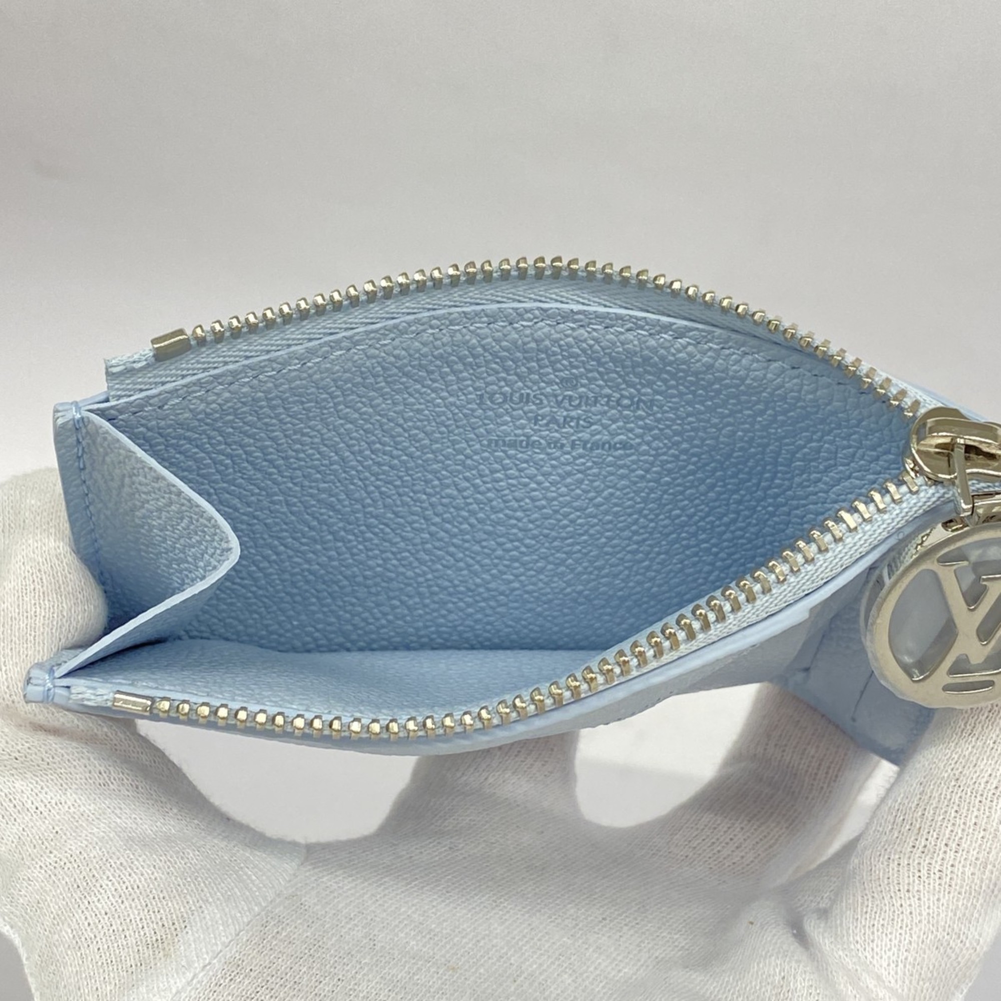 Louis Vuitton Wallet/Coin Case Monogram Empreinte Porte Carthormy M83645 Washed Blue Women's