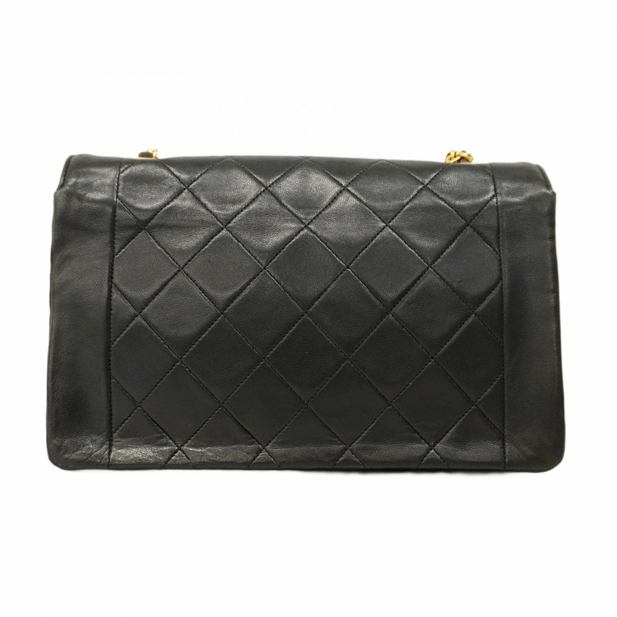 Chanel Shoulder Bag Diana Chain Lambskin Black Women's