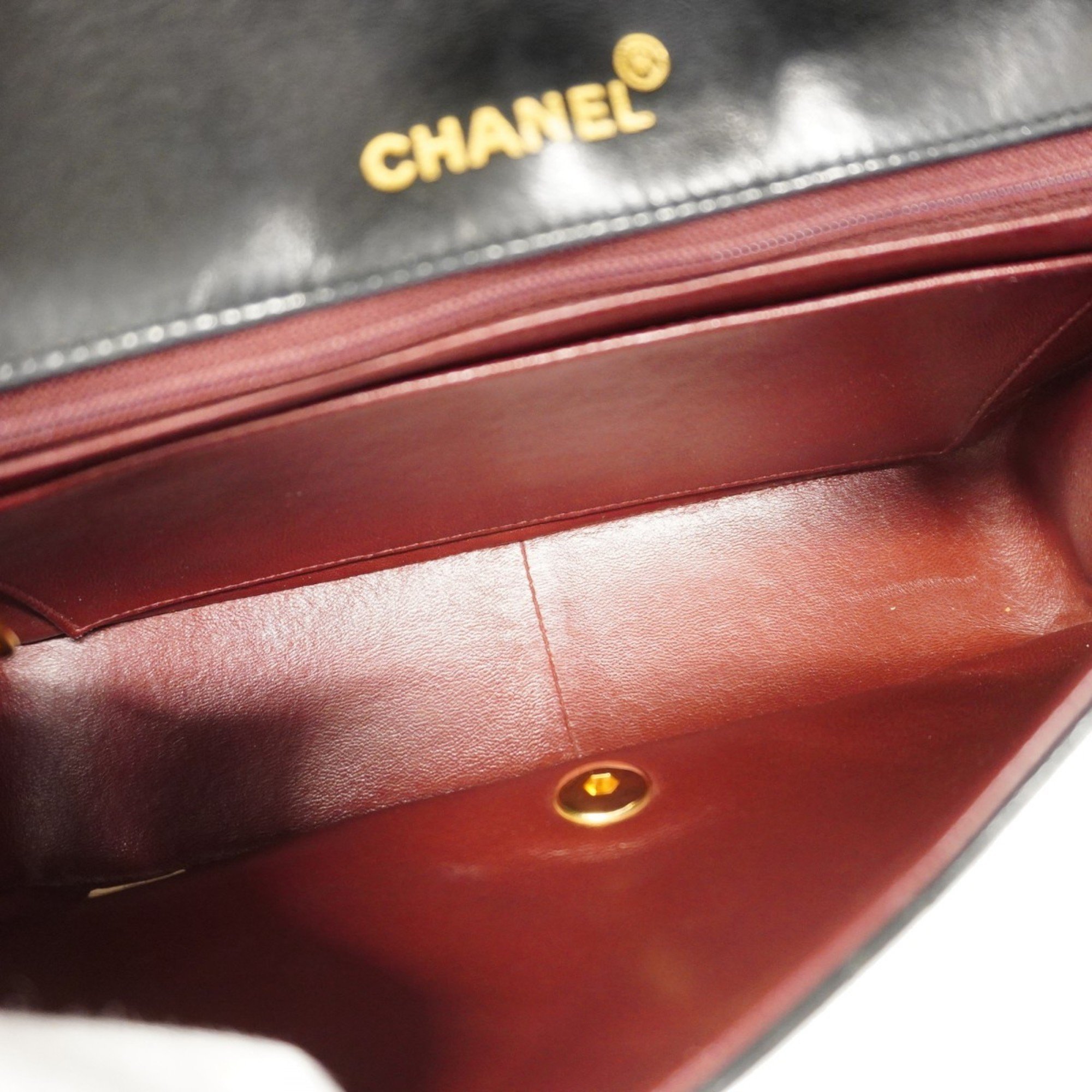 Chanel Shoulder Bag Diana Chain Lambskin Black Women's