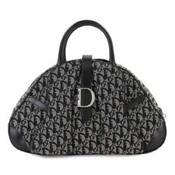 Christian Dior Trotter Double Saddle Handbag Canvas Leather Black Bag