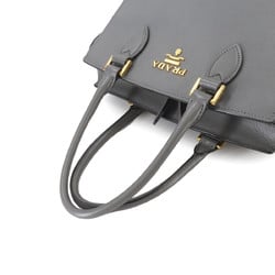 PRADA Saffiano 2way Hand Shoulder Bag Leather Grey 1BA164 Gold Hardware