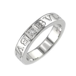 BVLGARI Double 9.5 Ring, 1 Diamond, K18 WG, White Gold, 750, Logo Ring