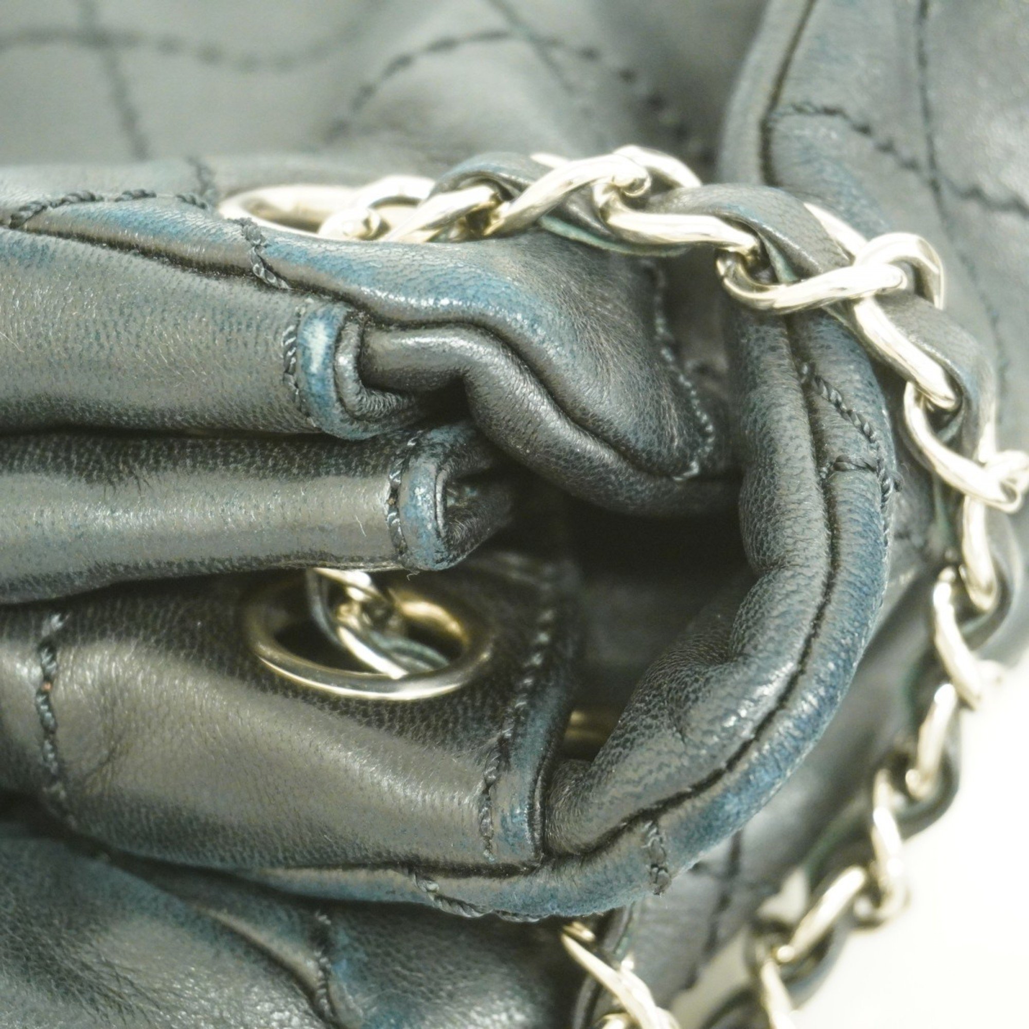 Chanel Shoulder Bag Wild Stitch Chain Lambskin Black Women's