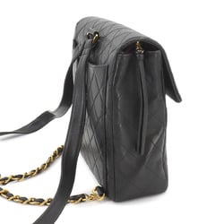 CHANEL Matelasse Chain Backpack Rucksack Leather Black Gold Metal Fittings