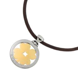 BVLGARI Tondo Clover Necklace Large 39cm K18 YG 750 SS Yellow Gold Steel Leather