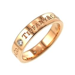 Tiffany & Co. Flat Band Size 8.5 Ring Diamond 3P K18 PG Pink Gold 750