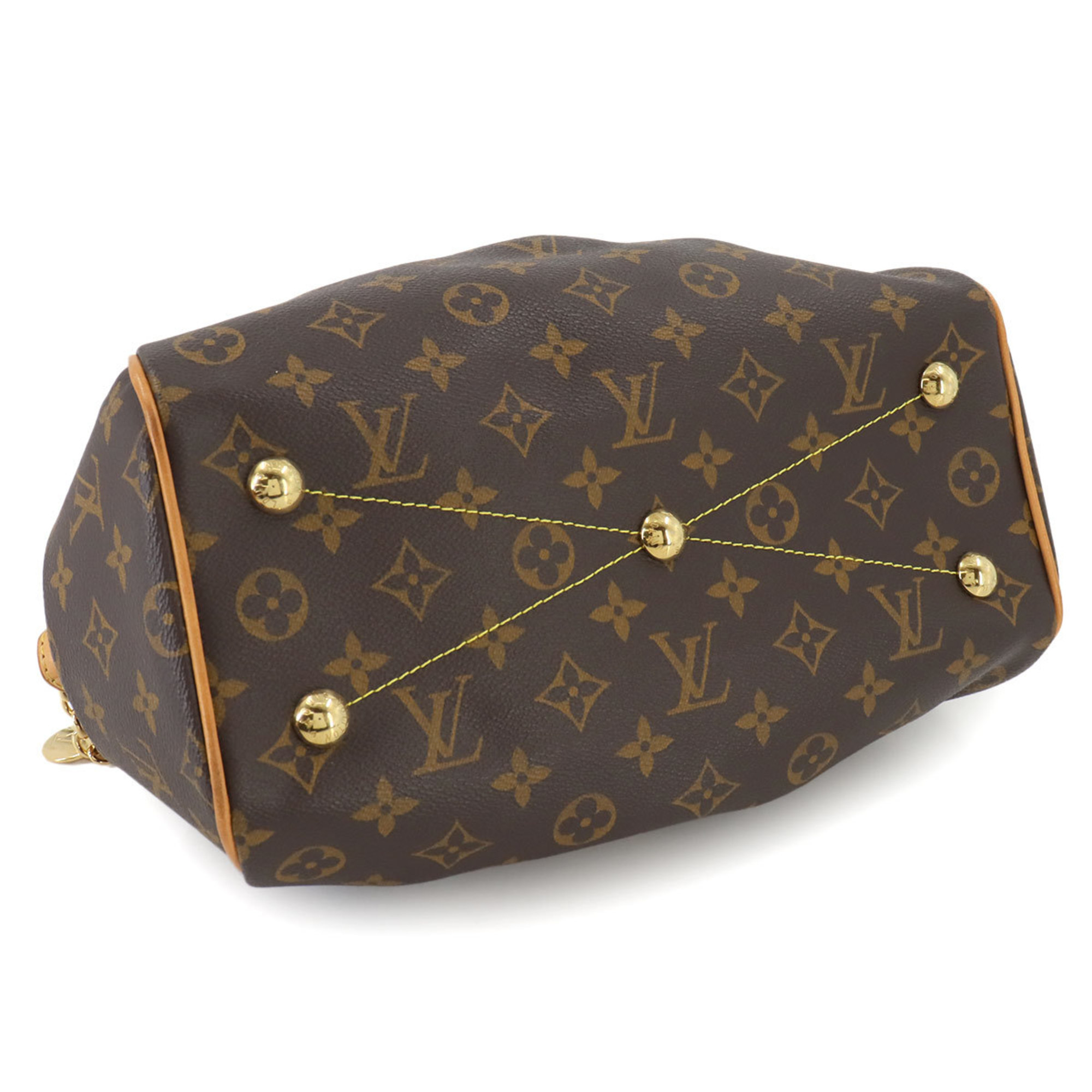 Louis Vuitton LOUIS VUITTON Monogram Tivoli PM Handbag Brown M40143 Gold Hardware