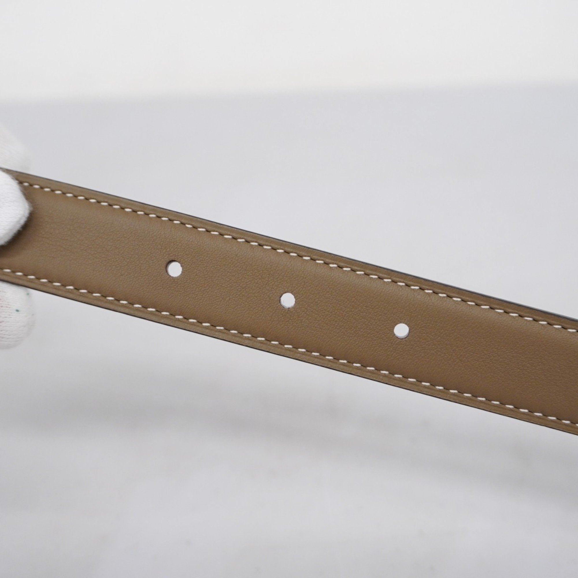 Hermes Belt Constance Swift Epsom White Etoupe Pink B Stamp Ladies