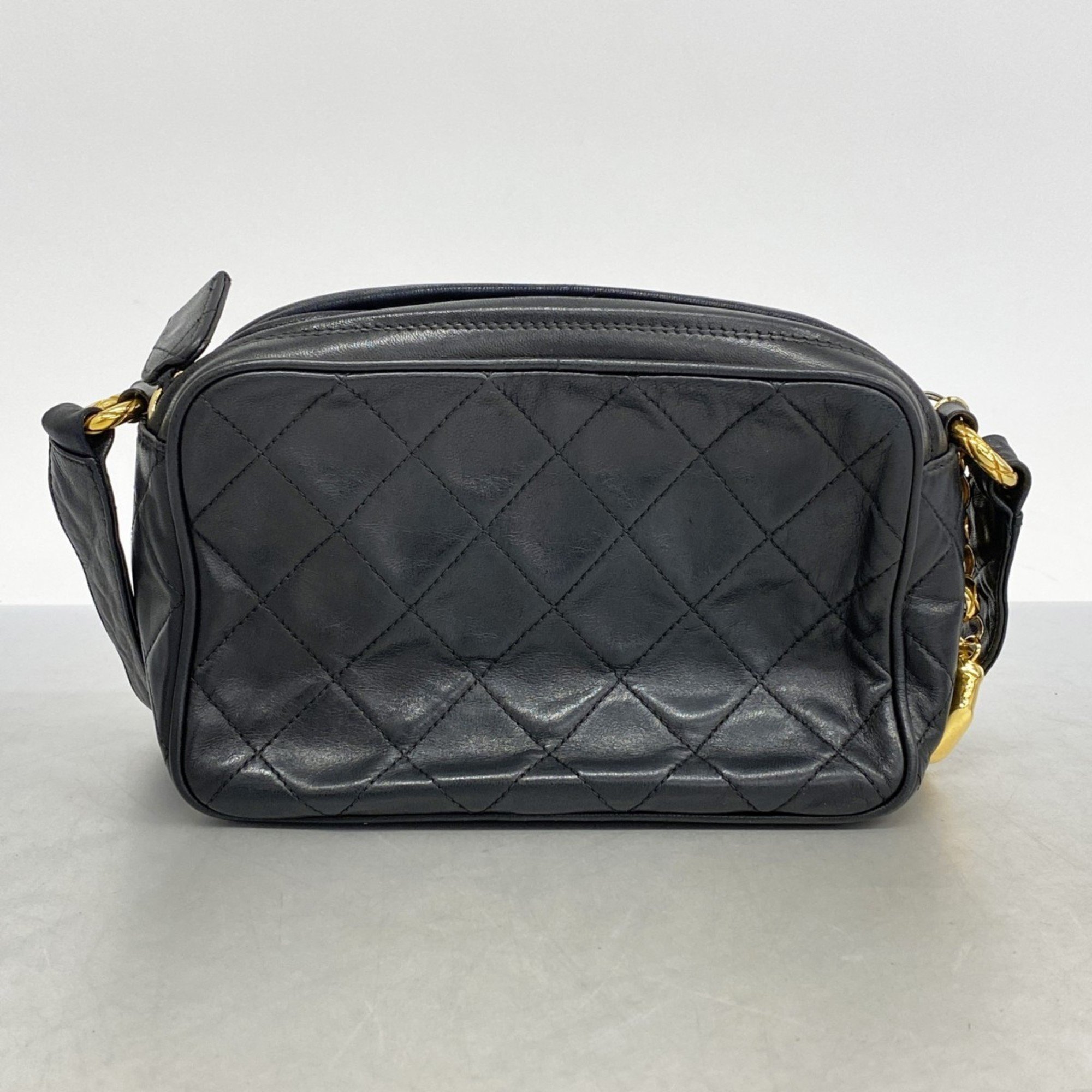 Chanel Shoulder Bag Matelasse Lambskin Black Women's