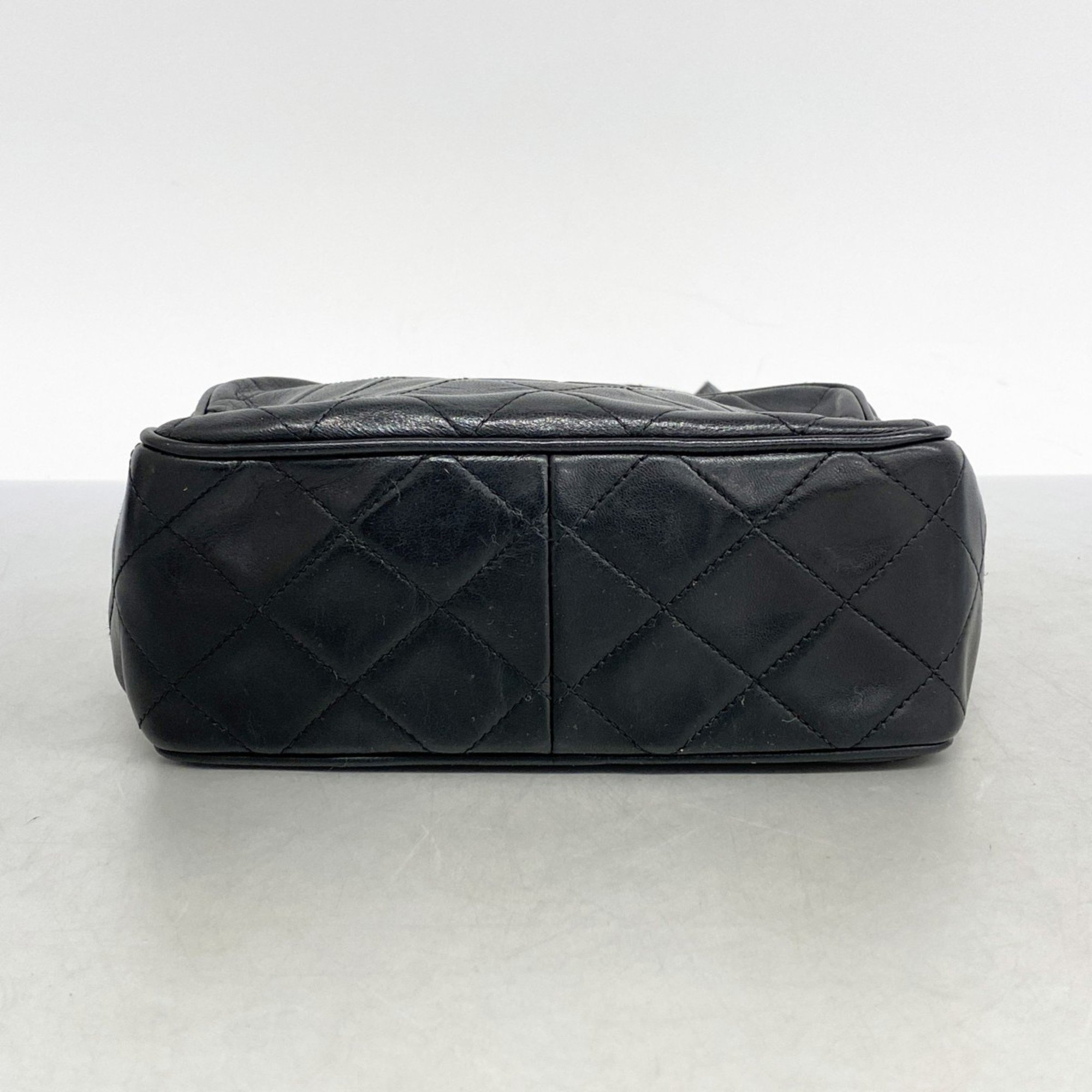 Chanel Shoulder Bag Matelasse Lambskin Black Women's