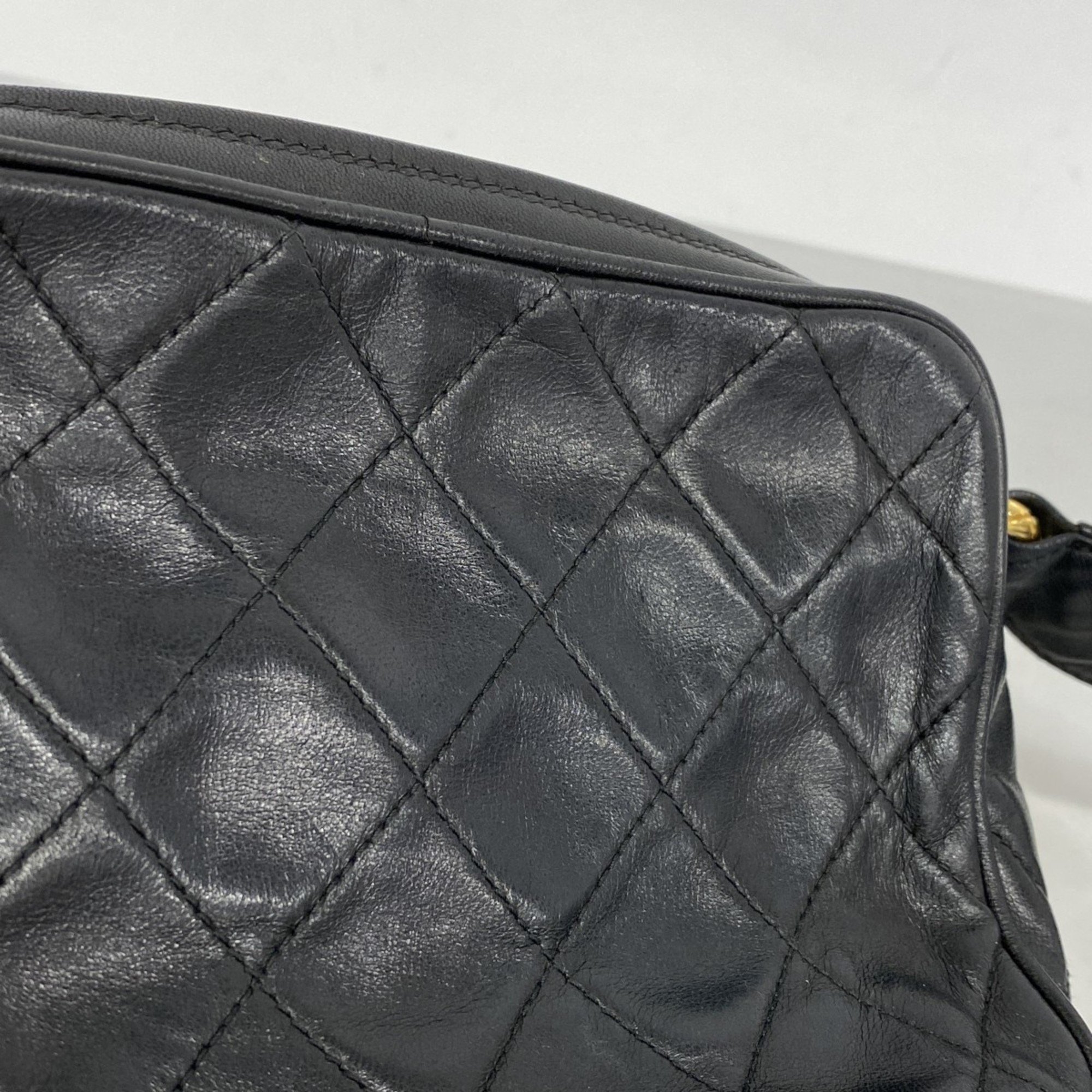 Chanel Shoulder Bag Matelasse Lambskin Black Women's