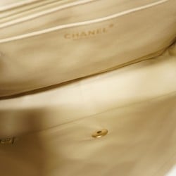 Chanel Shoulder Bag Deca Matelasse W Chain Lambskin White Champagne Ladies