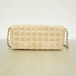 Chanel Shoulder Bag New Travel Chain Nylon Beige Women's