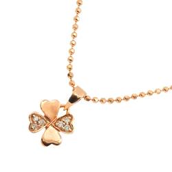 Folli Follie FolliFollie Clover Motif Diamond 0.04ct Necklace 40cm K18 PG Pink Gold 750