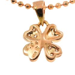 Folli Follie FolliFollie Clover Motif Diamond 0.04ct Necklace 40cm K18 PG Pink Gold 750