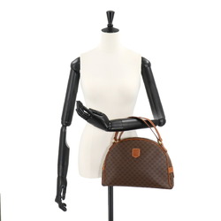 CELINE Macadam Pattern Handbag PVC Leather Brown Gold Hardware Hand Bag